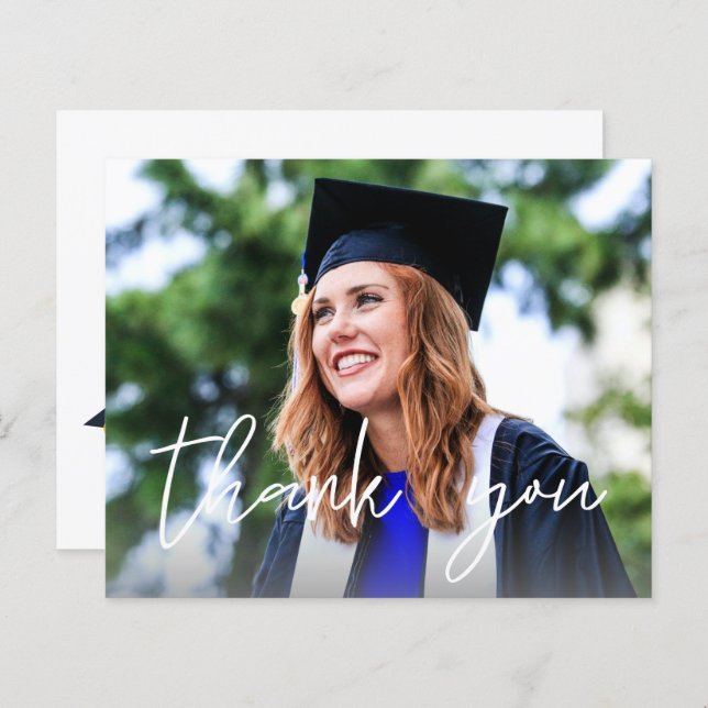 Budget Photo Graduation Hat White Thank You  (Front/Back)