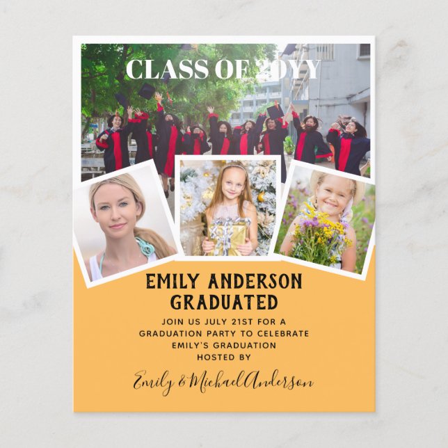 BUDGET Photo GRADUATION Invite Announcement ThankU Flyer (Front)