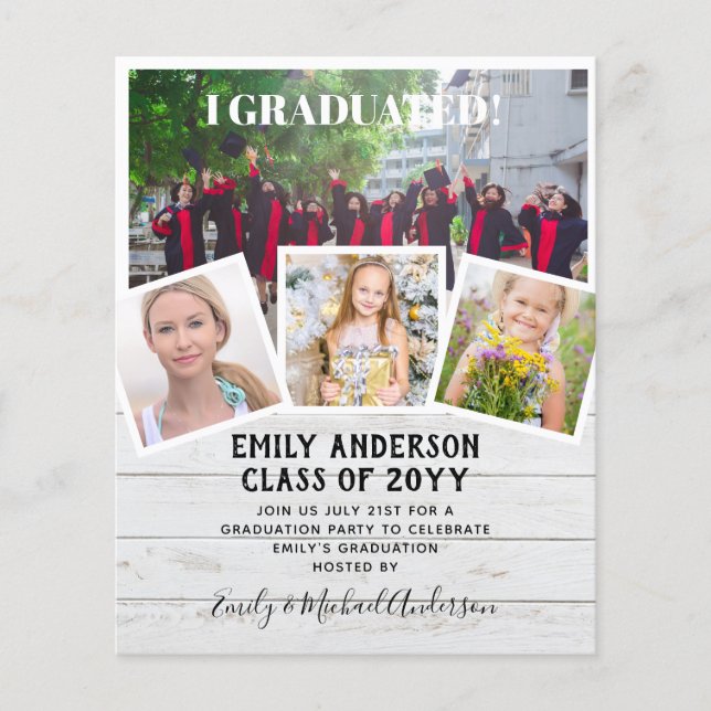 BUDGET PHOTO GRADUATION INVITE - Mixed Colours Flyer (Front)