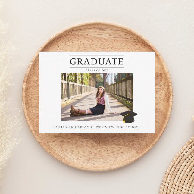 Budget Photo Graduation Party Black & White Invitation (Creator Uploaded)