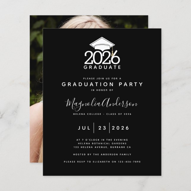 BUDGET Photo Graduation Party Invitation (Front/Back)