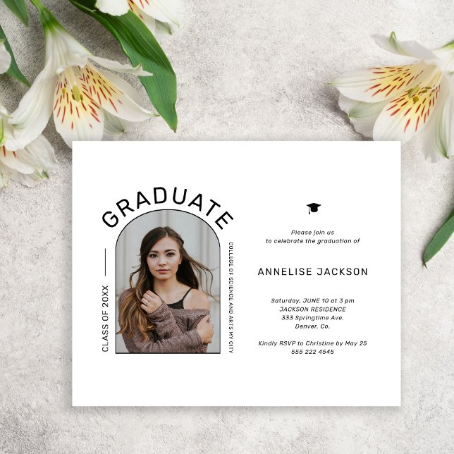 Budget photo graduation party invitation card (Creator Uploaded)
