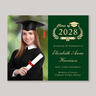 Budget Photo Green College Graduation Announcement