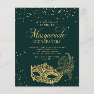BUDGET Photo Green Gold Masquerade Quinceañera