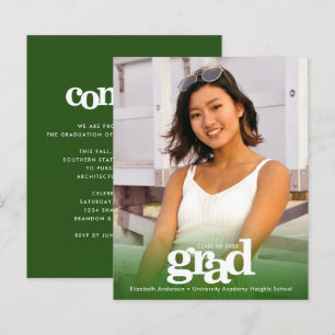 Budget photo green graduation modern invitation