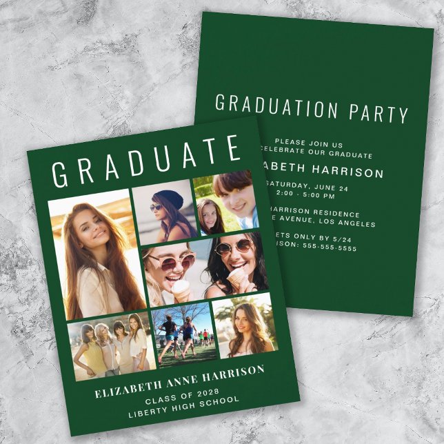 Budget Photo Green Graduation Party Invitation (Creator Uploaded)