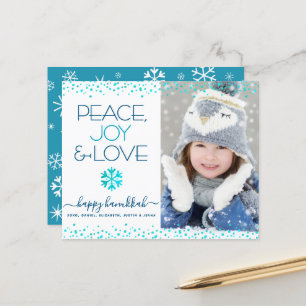 Budget Photo Hanukkah Peace Love Snowflake Card