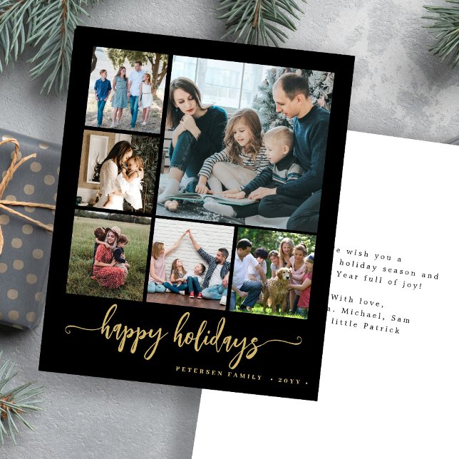 Budget photo happy holidays gold black card (Creator Uploaded)