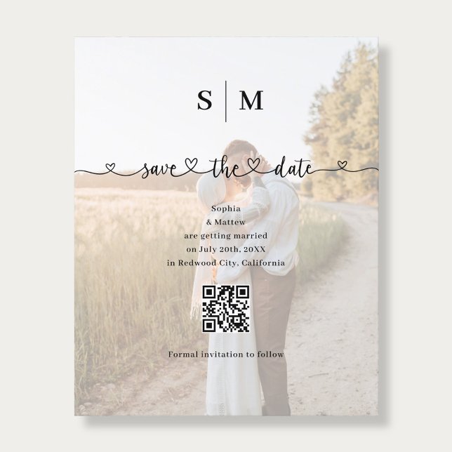 Budget Photo Heart Script Wedding Save the Date Flyer (Creator Uploaded)