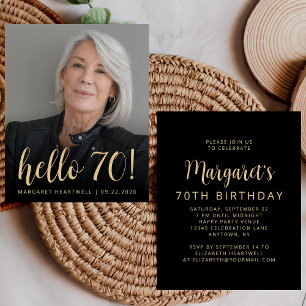Budget Photo Hello 70 Birthday Party Invite