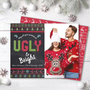 Budget Photo Holiday Ugly Sweater Chalkboard Card