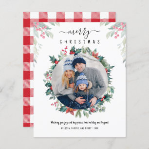 Budget Photo Merry Christmas Plaid Mistletoe Card