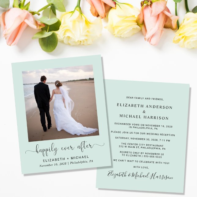 Budget Photo Mint Wedding Reception Invitation (Creator Uploaded)