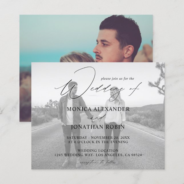 Budget Photo Modern Horizontal 4 B&W Wedding (Front/Back)
