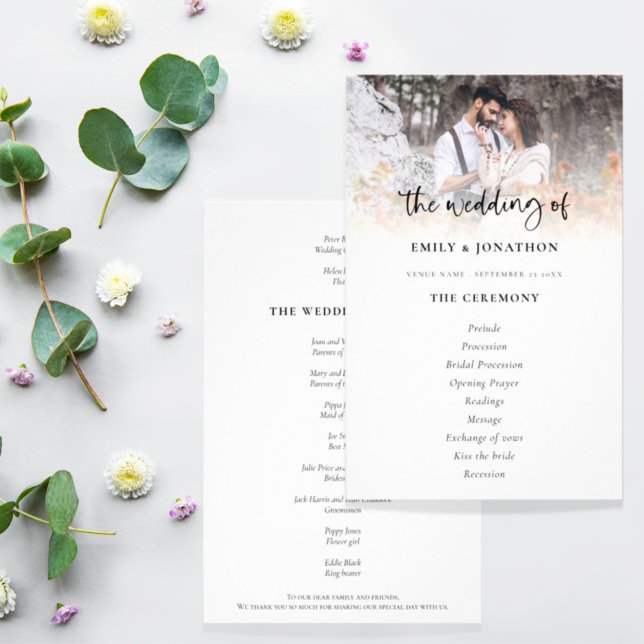 Budget Photo Modern Script Wedding Program (Creator Uploaded)