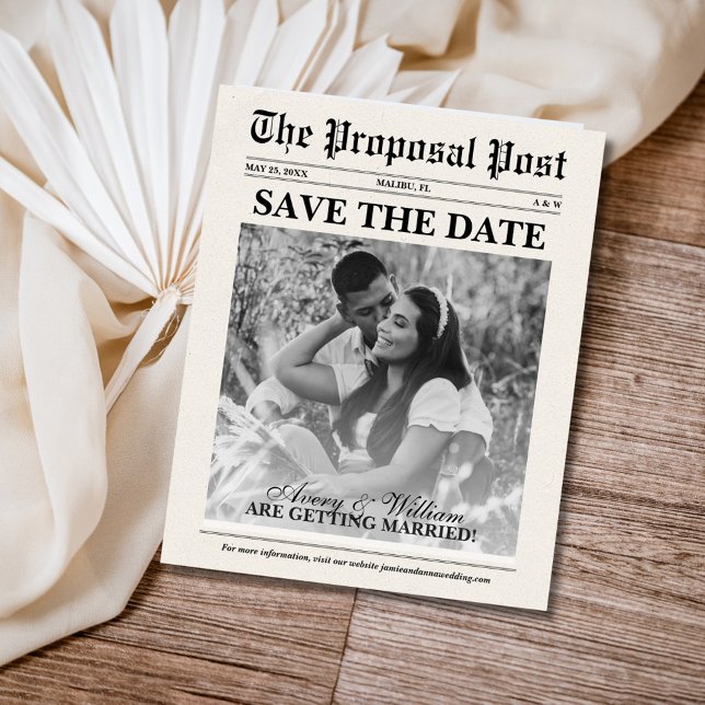 Budget Photo Newspaper Wedding Save The Date (Creator Uploaded)