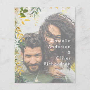 Budget PHOTO OVERLAY Leaves Wedding Invite QR Code Flyer