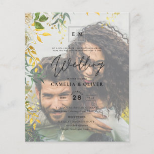Budget PHOTO OVERLAY Leaves Wedding Invite QR Code Flyer