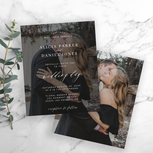 Budget photo overlay modern wedding invitation (Creator Uploaded)