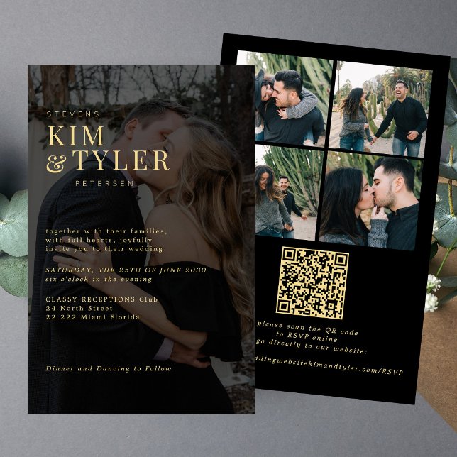 Budget photo overlay QR RSVP wedding Invitation (Creator Uploaded)