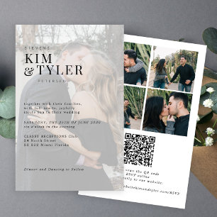 Budget photo overlay QR RSVP wedding Invitation