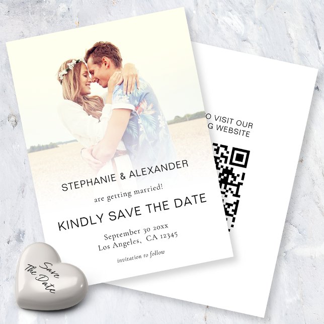 Budget Photo Overlay QR Wedding Save the Date (Creator Uploaded)