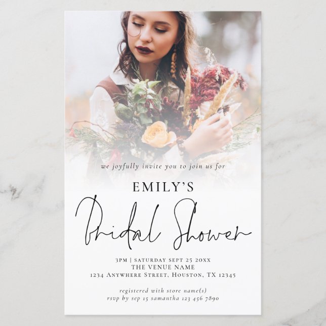 Budget Photo Overlay Script Bridal Shower Invite (Front)