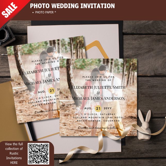Budget PHOTO OVERLAY Wedding Invite Modern Print (Creator Uploaded)