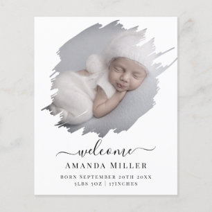 Budget Photo Overlay Welcome Birth Announcement Flyer