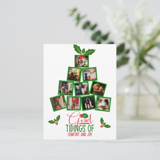 Budget Photo Personalised Green Christmas Postcard (Standing Front)