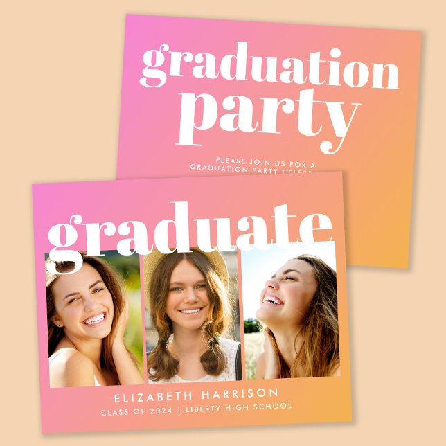 Budget Photo Pink Graduation Party Invitation (Creator Uploaded)