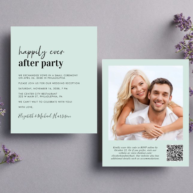 Budget Photo QR Code Wedding Reception Invitation (Creator Uploaded)