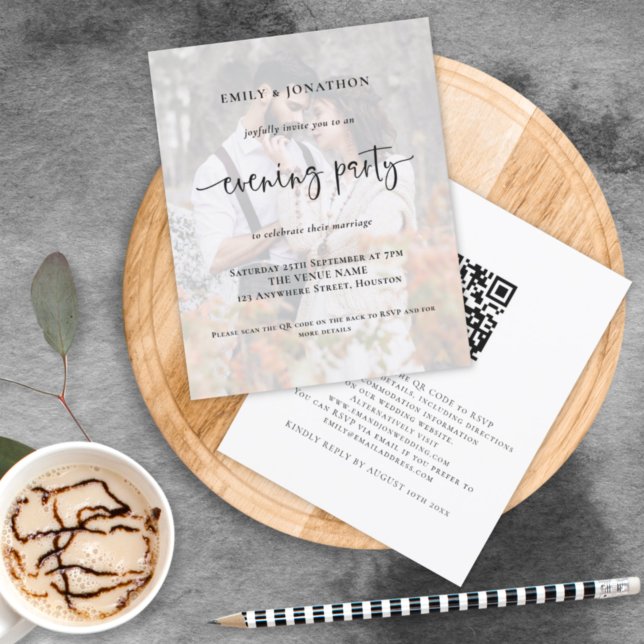 Budget Photo QR Wedding Evening Party Invitation (Creator Uploaded)