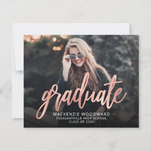 Budget Photo Rose Gold Script Grad Announcement