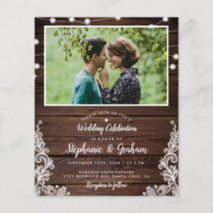 Budget Photo Rustic String Lights & Lace Wedding