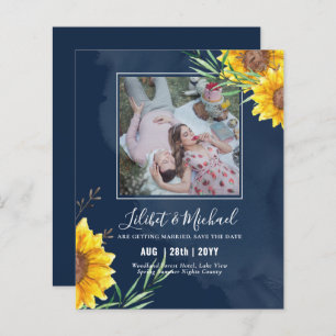 BUDGET Photo Save Date or Wedding Invite Sunflower