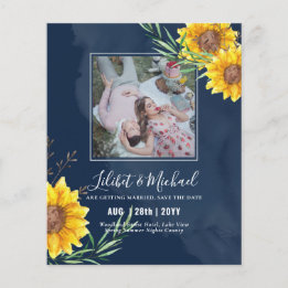 BUDGET Photo Save Date or Wedding Invite Sunflower Flyer
