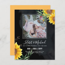 BUDGET Photo Save Date or Wedding Rustic Sunflower