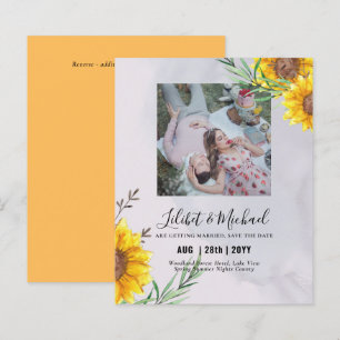 BUDGET Photo Save Date or Wedding Rustic Sunflower