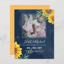 BUDGET Photo Save Date or Wedding Rustic Sunflower