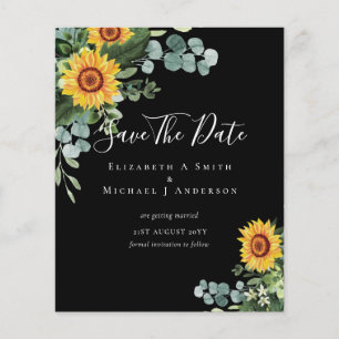 BUDGET Photo Save Date Rustic SUNFLOWERS Greenery Flyer