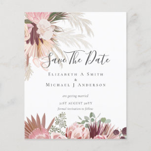 BUDGET PHOTO SAVE DATES - Pampas Grass Burgundy Flyer