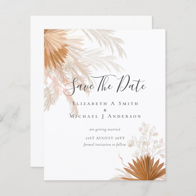 BUDGET Photo Save Dates PAMPAS Grass Terracotta (Front/Back)