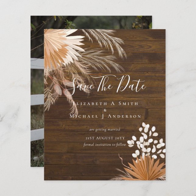 BUDGET Photo Save Dates PAMPAS Grass Terracotta (Front/Back)