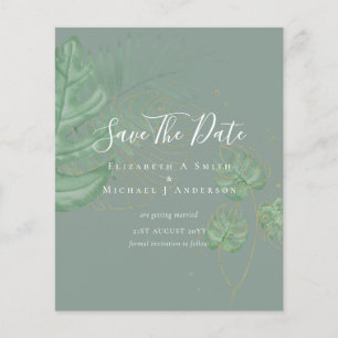 BUDGET Photo SAVE DATES Topical Leaves Gold Flyer