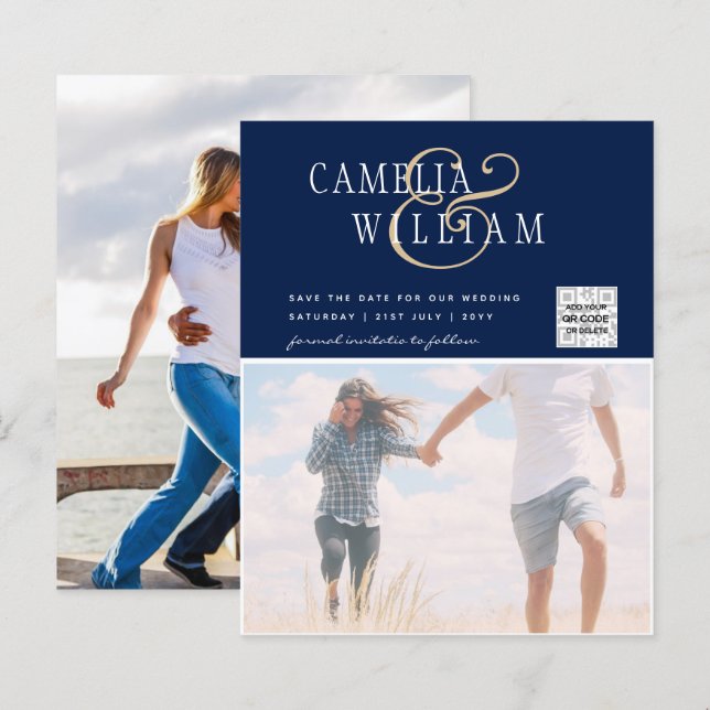 BUDGET PHOTO SAVE THE DATE QR SCANNING CODE RSVP (Front/Back)