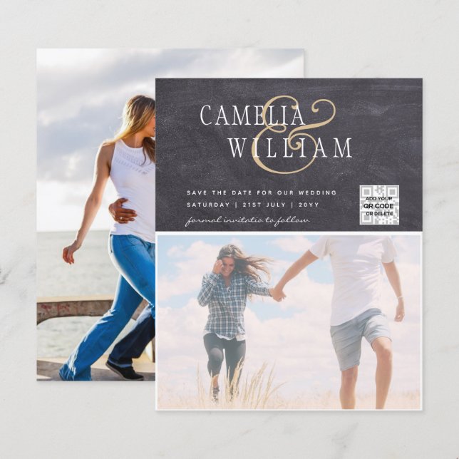 BUDGET PHOTO SAVE THE DATE QR SCANNING CODE RSVP (Front/Back)