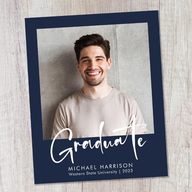 Budget Photo Script Blue Graduation Announcement (Creator Uploaded)