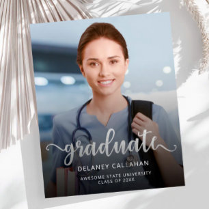 Budget Photo Silver Script Grad Announcement