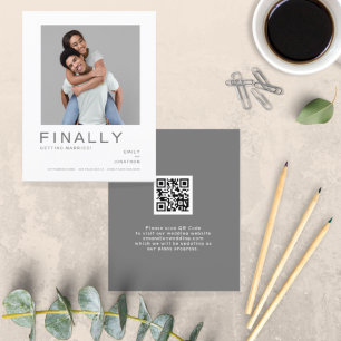 Budget Photo Simple QR Code Grey Save The Date